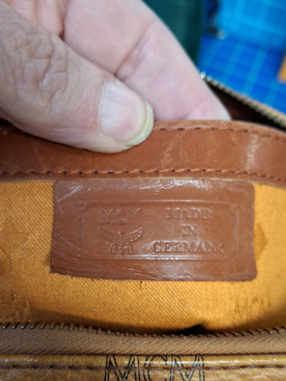 MCM Cognac Visetos Monogram Satchel Gold Hardware Removable Adj Strap Preloved - Picture 13 of 16